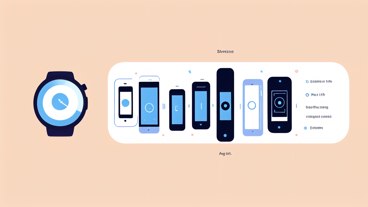 smartwatch tech, digital illustration of AI monitor with control and dashboard screens