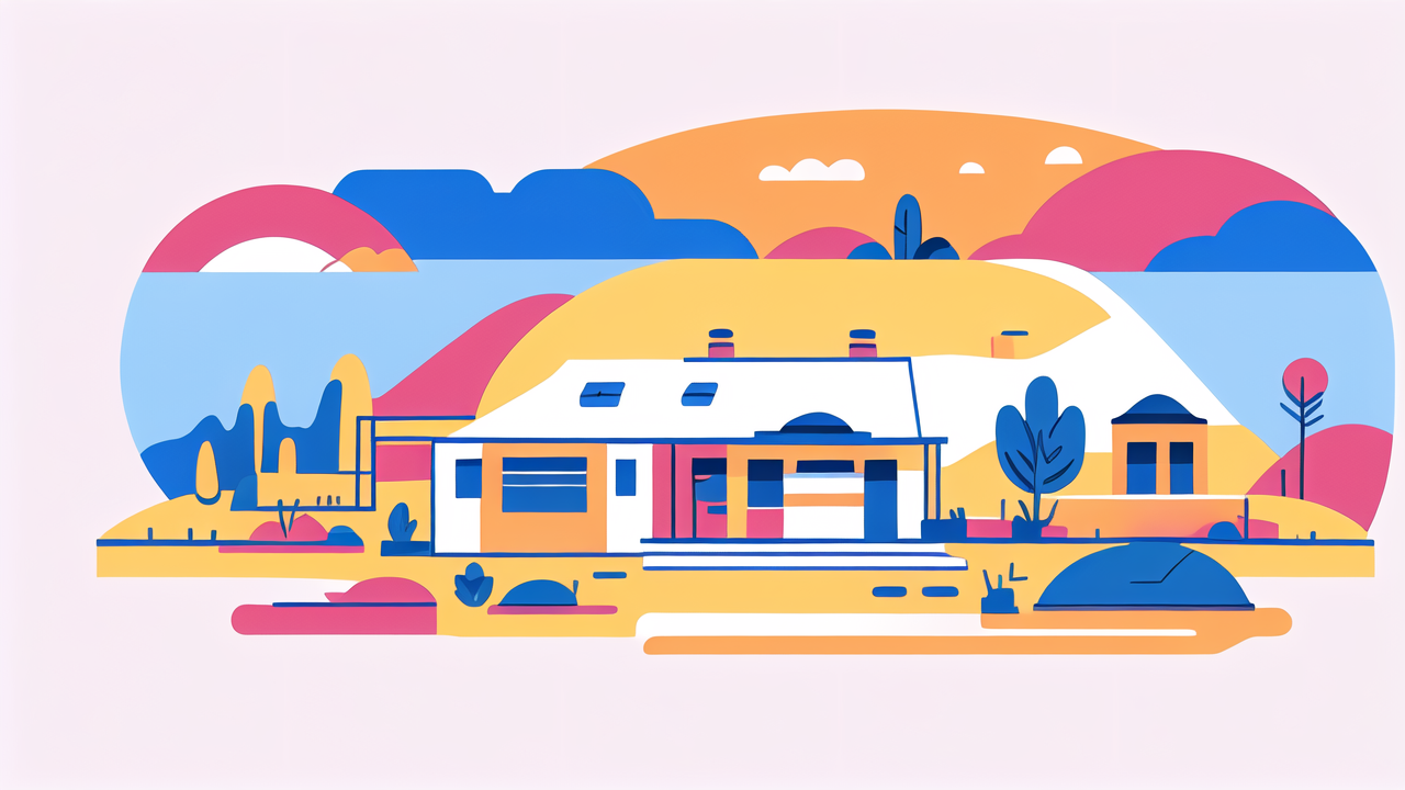 boots skin care, Modern house with white and orange facade in a serene blue and pink landscape