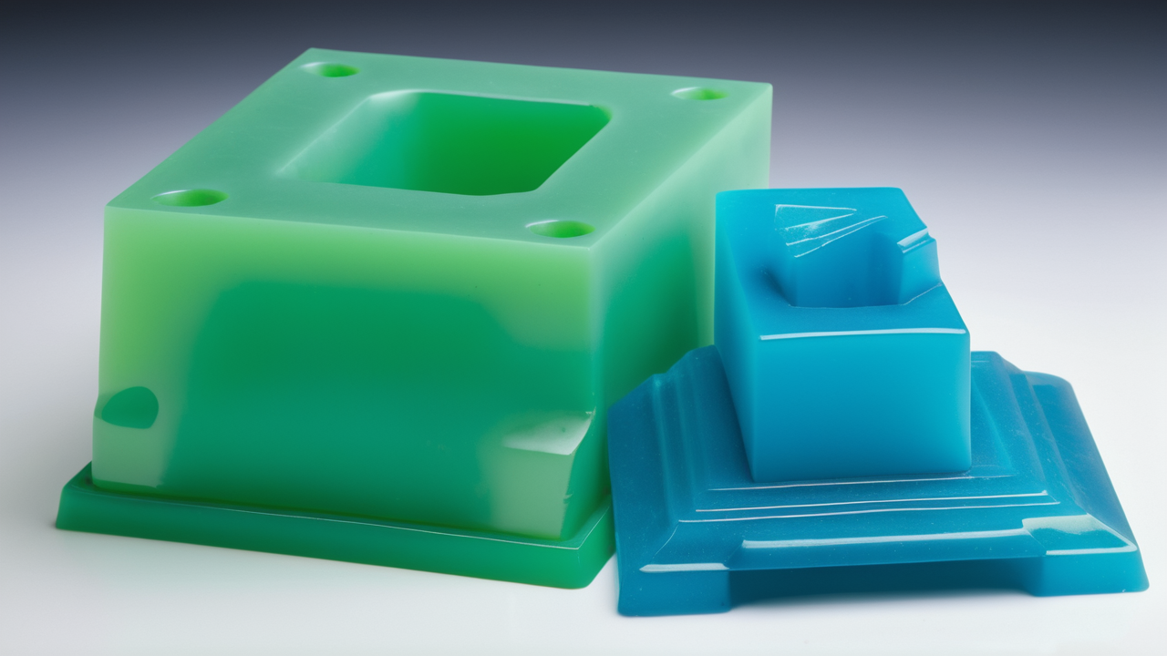Translucent blue and green resin coaster molds in a Resin Mold Kits set