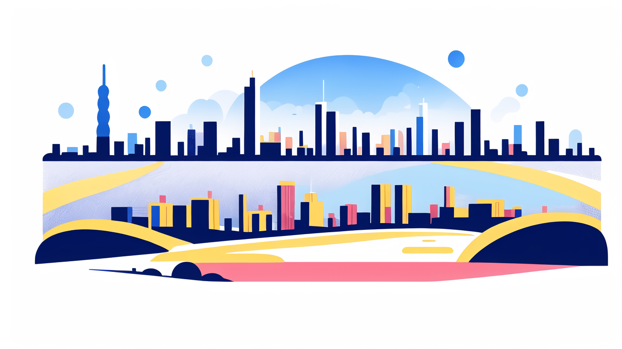 Manner boots in vibrant new fashion cityscape with bold colors and geometric shapes