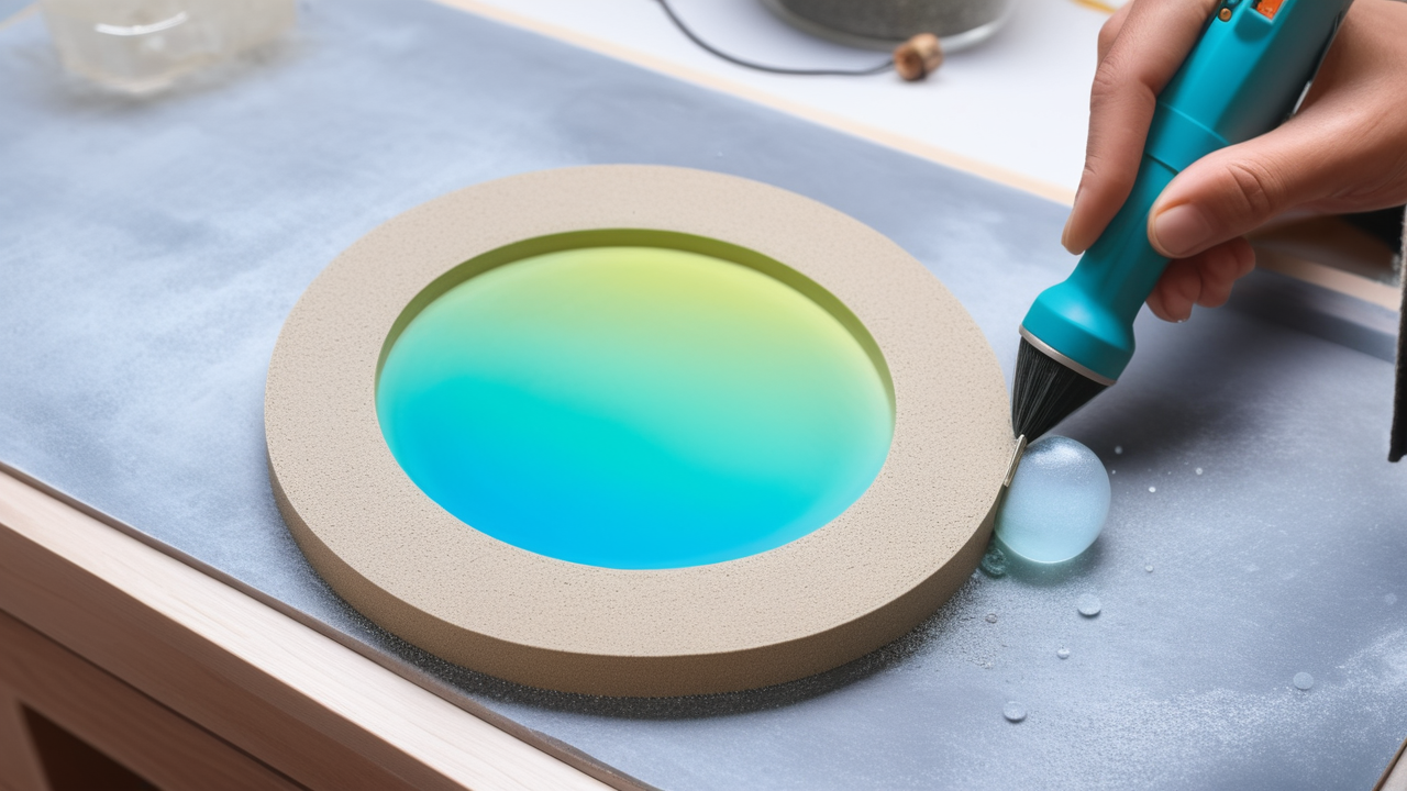 how to make resin molds, Kitchen tools on wooden surface with silicone mat, spatula, brush, pot holder.
