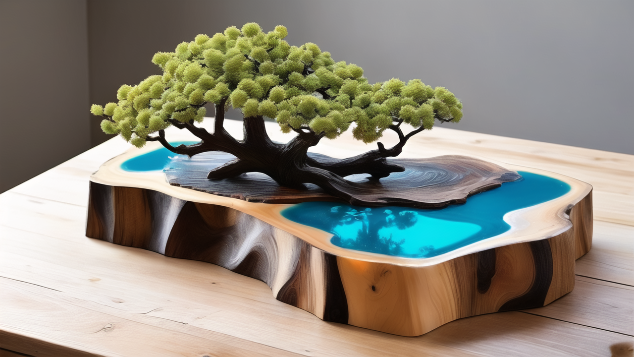 Colorful epoxy resin art coasters on rustic wood surface, perfect epoxy resin crafts