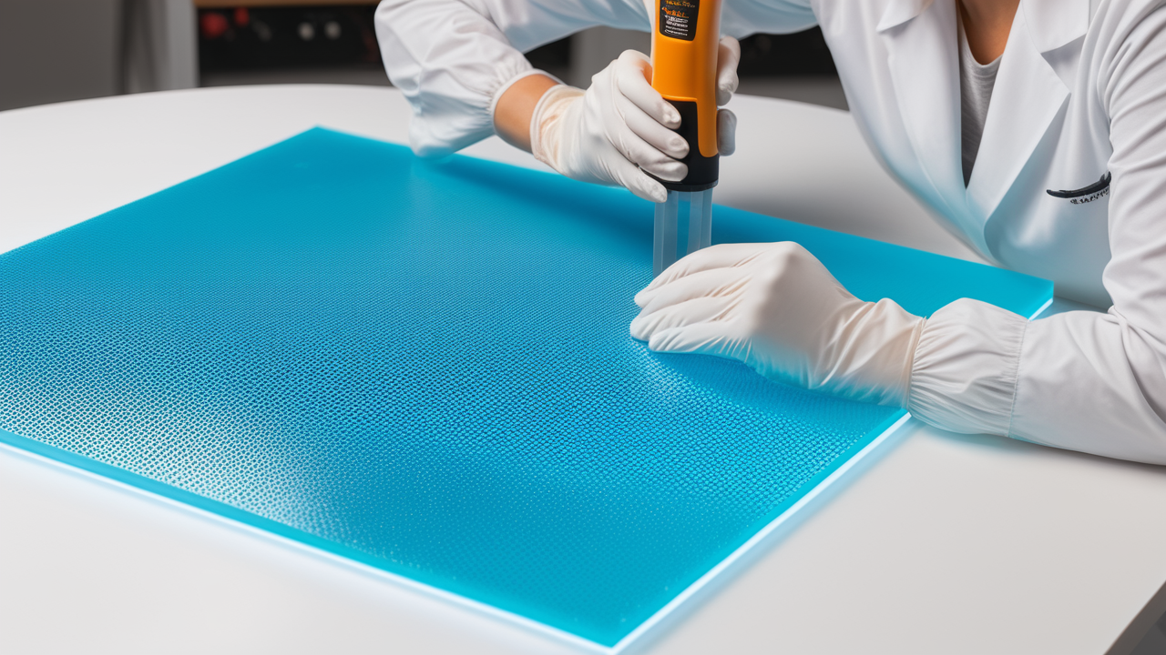 Blue translucent resin molds arranged diagonally on a white surface
