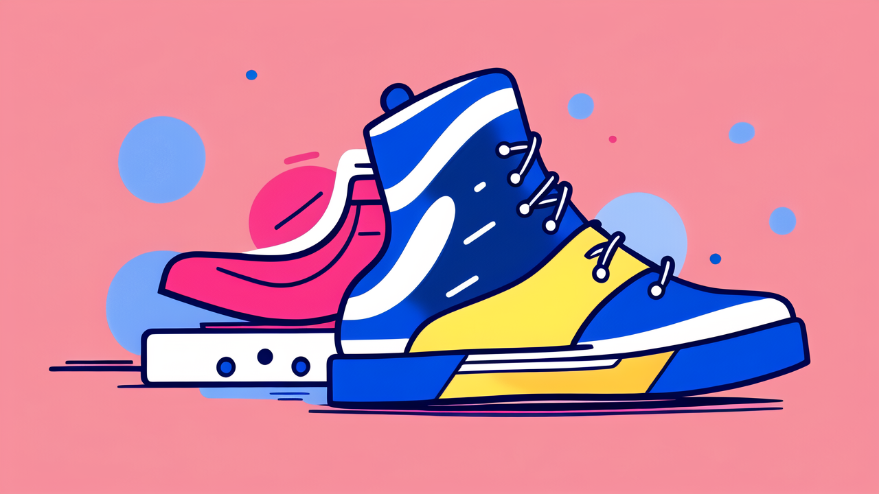 Vibrant high-top sneaker illustration with bold color trend and American Tanner Boots.